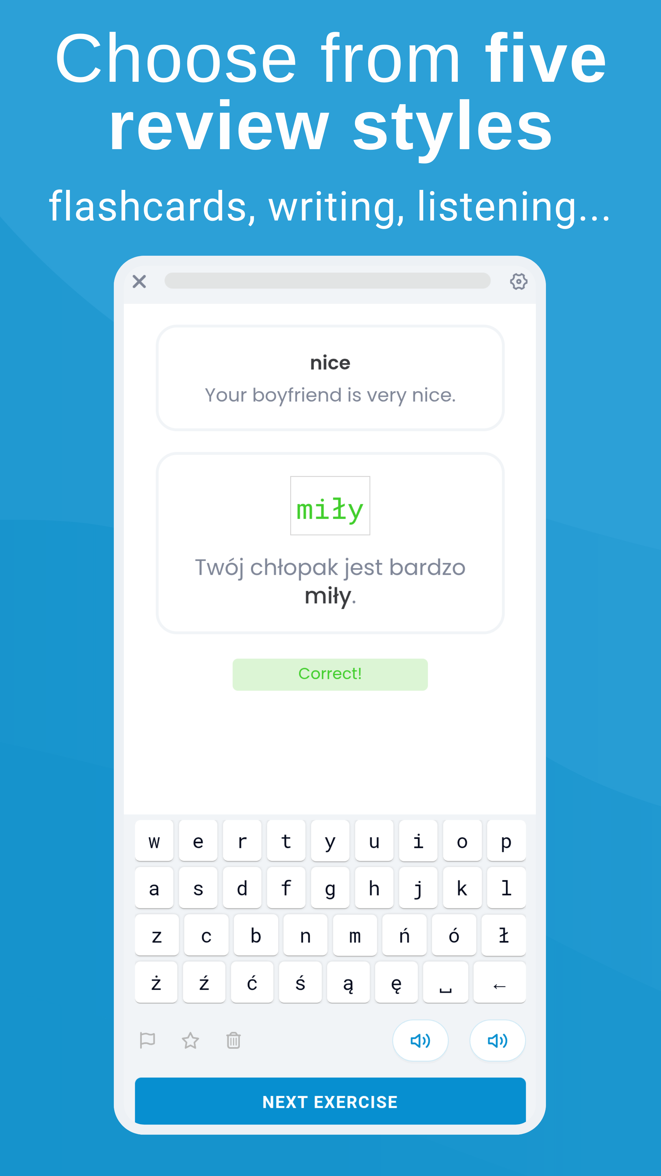 Frazely App Feature - Choose from various practice modes